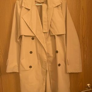 Tan trench coat with belt